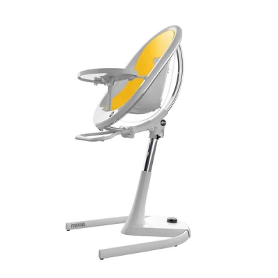 Mima Висок стол за хранене с бяла рамка Moon – Yellow